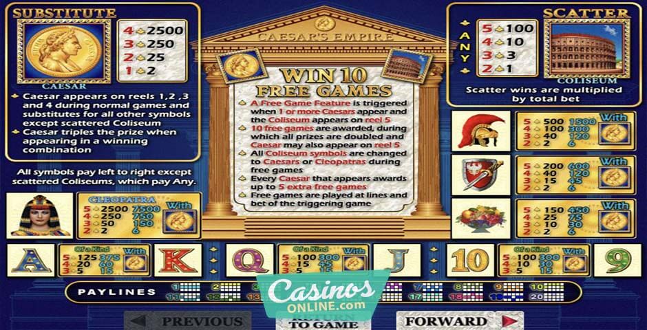 caesars slots games with bonus